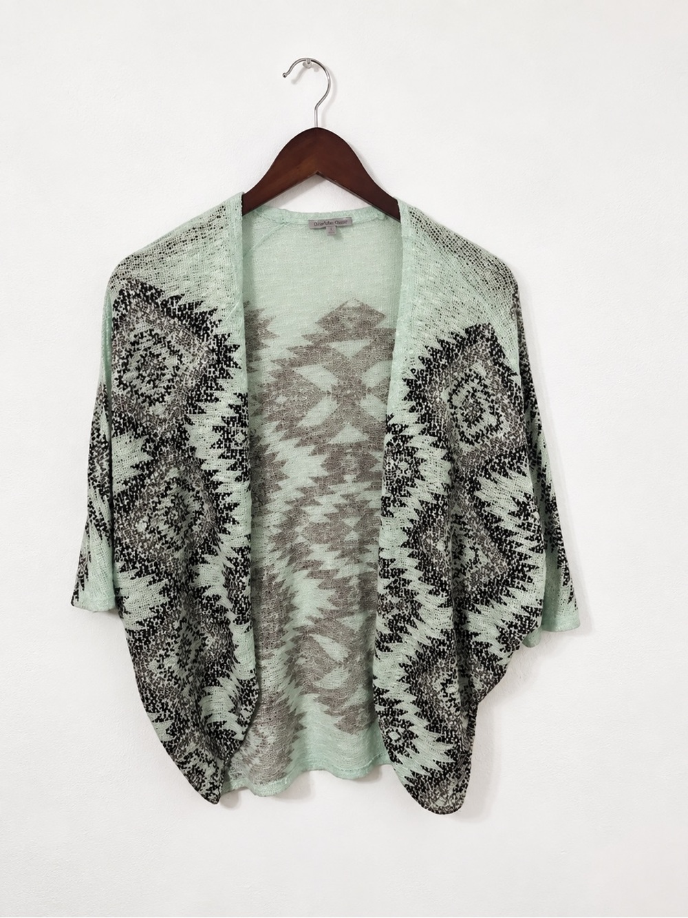Charlotte Russe Boho Aztec Print Kimono 3/4 Sleeve Blue Size XS EUC